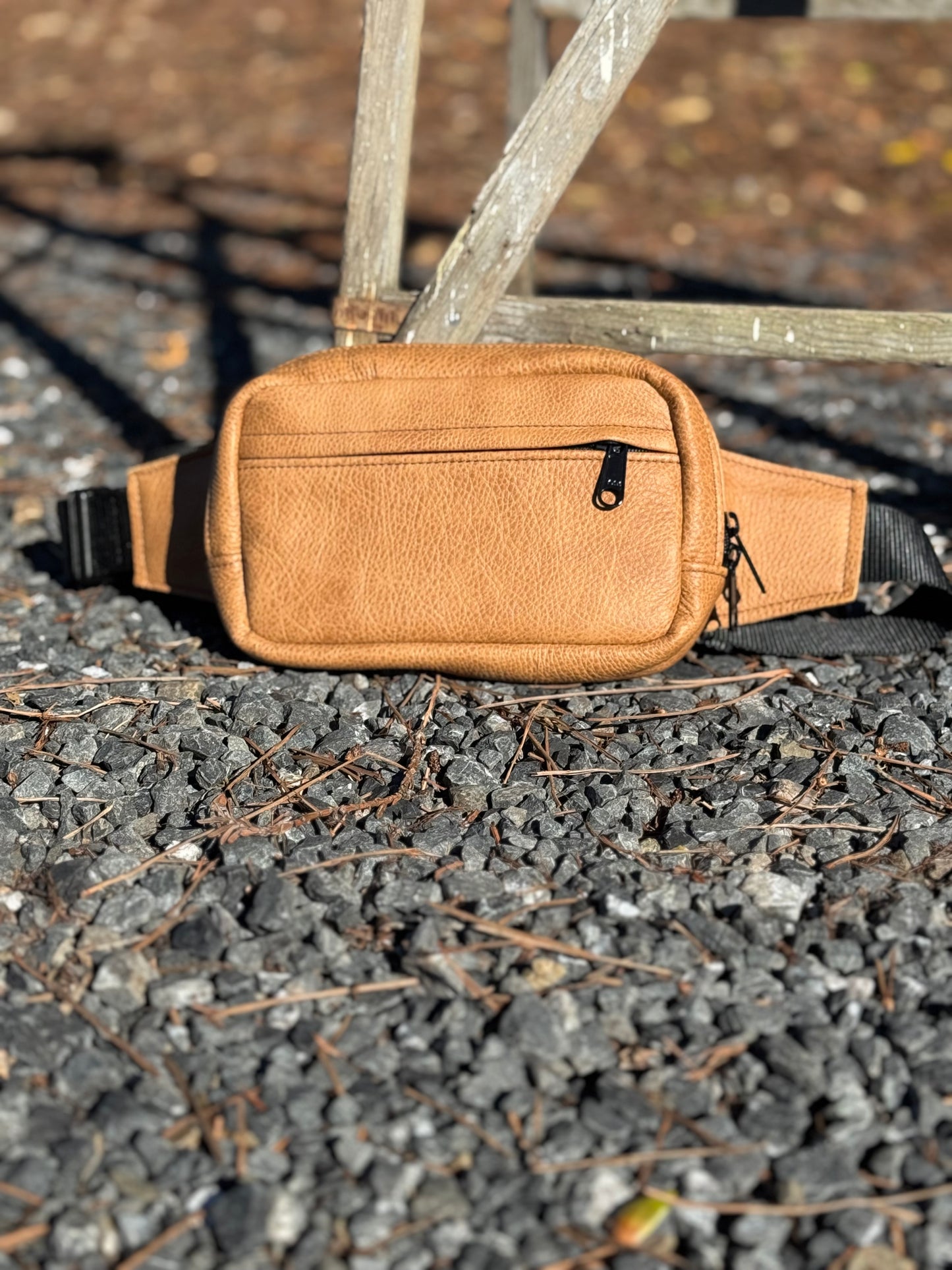 Crossbody Sling Bag - tan with turquoise lining