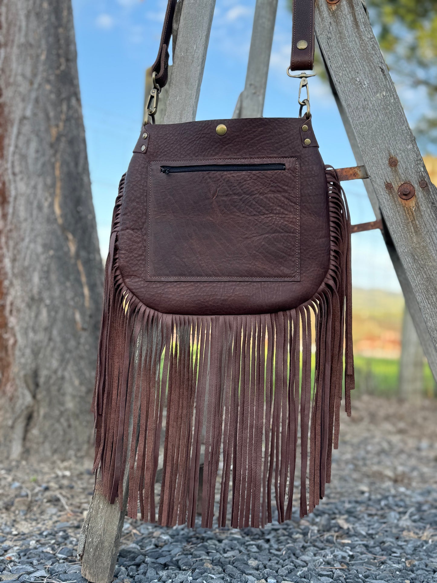 Cotati Bag - Dark Brown with fringe