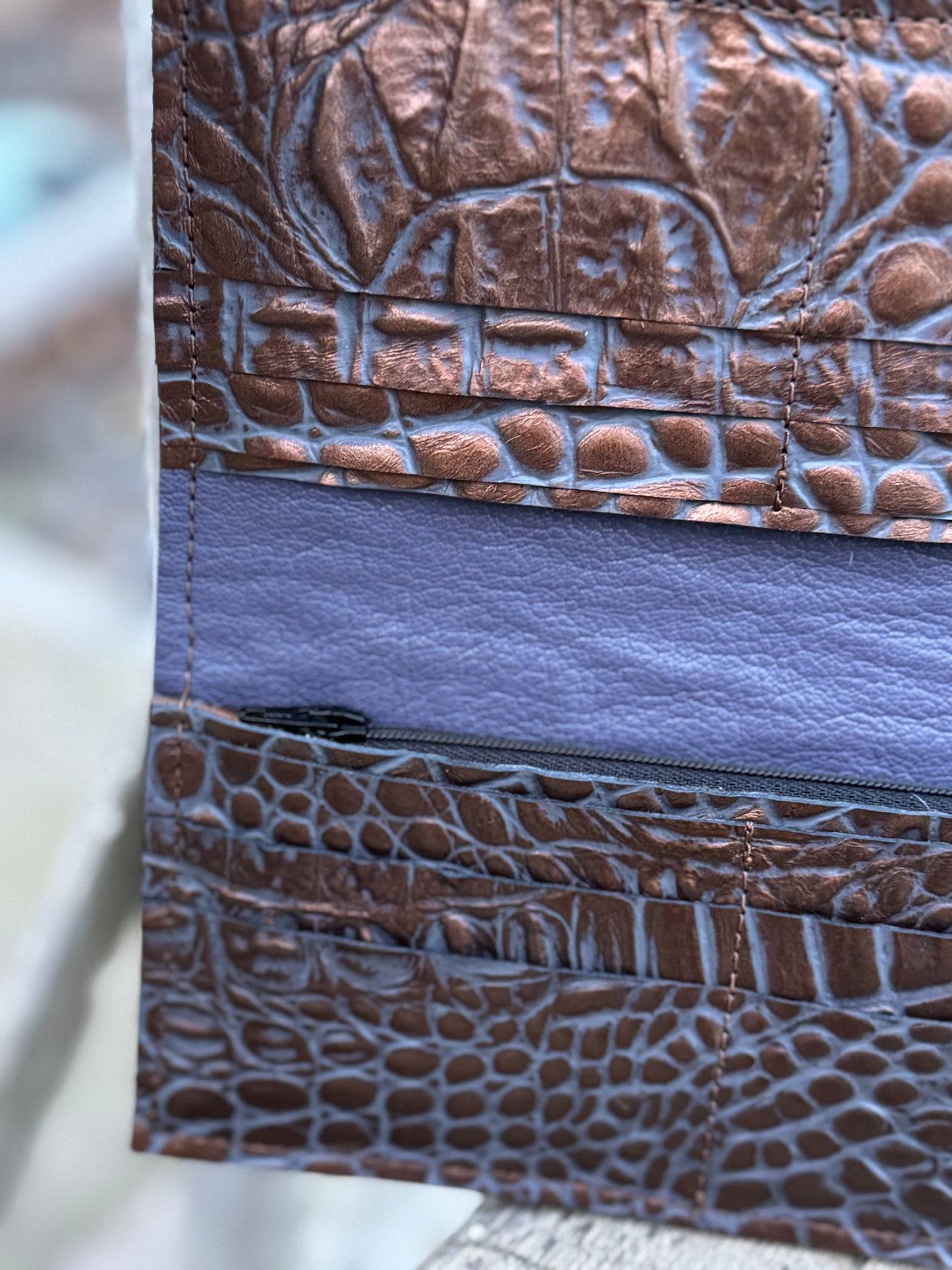 Women’s Bifold Wallet - Copper Embossed Gator