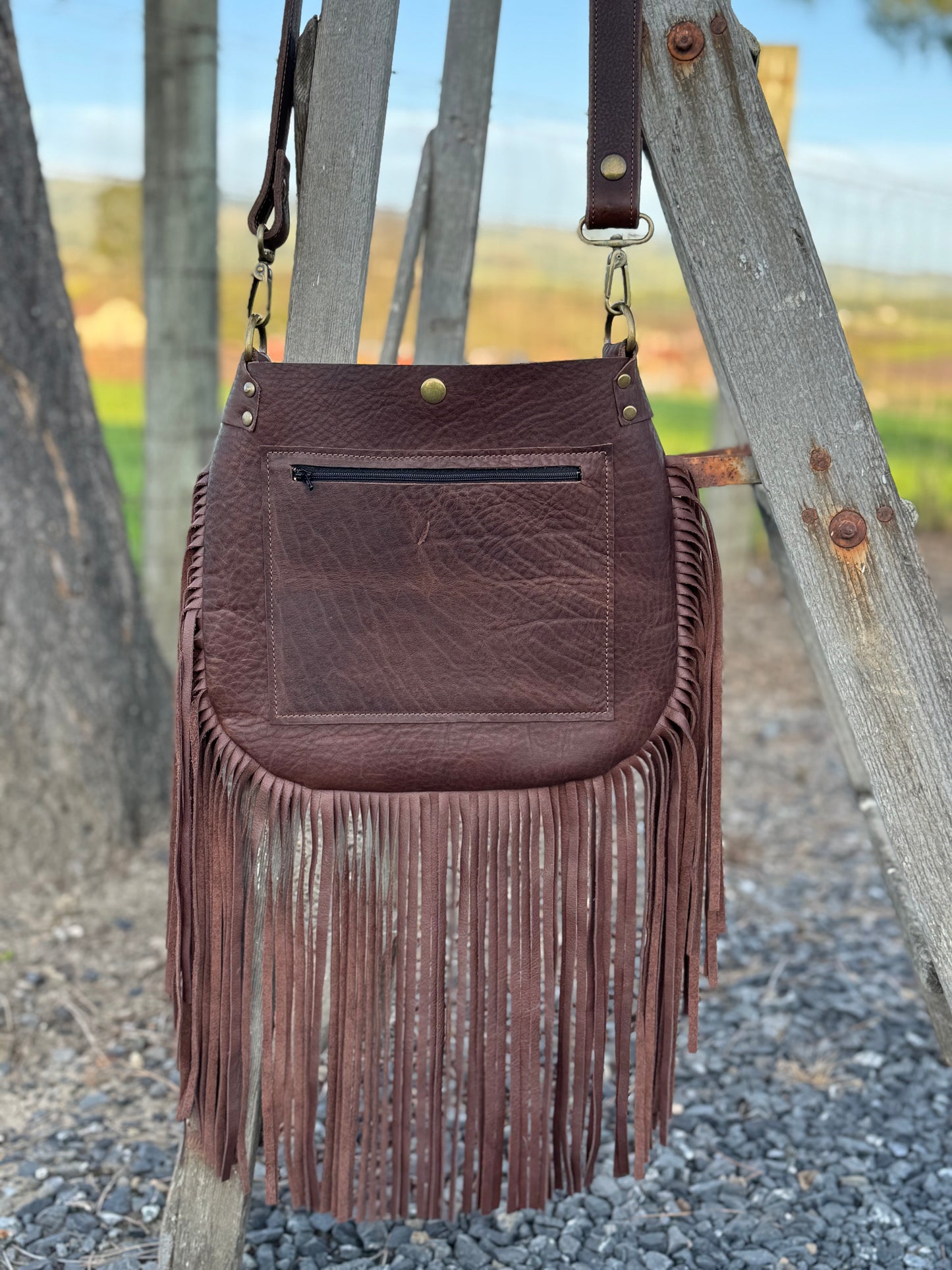 Cotati Bag - Dark Brown with fringe