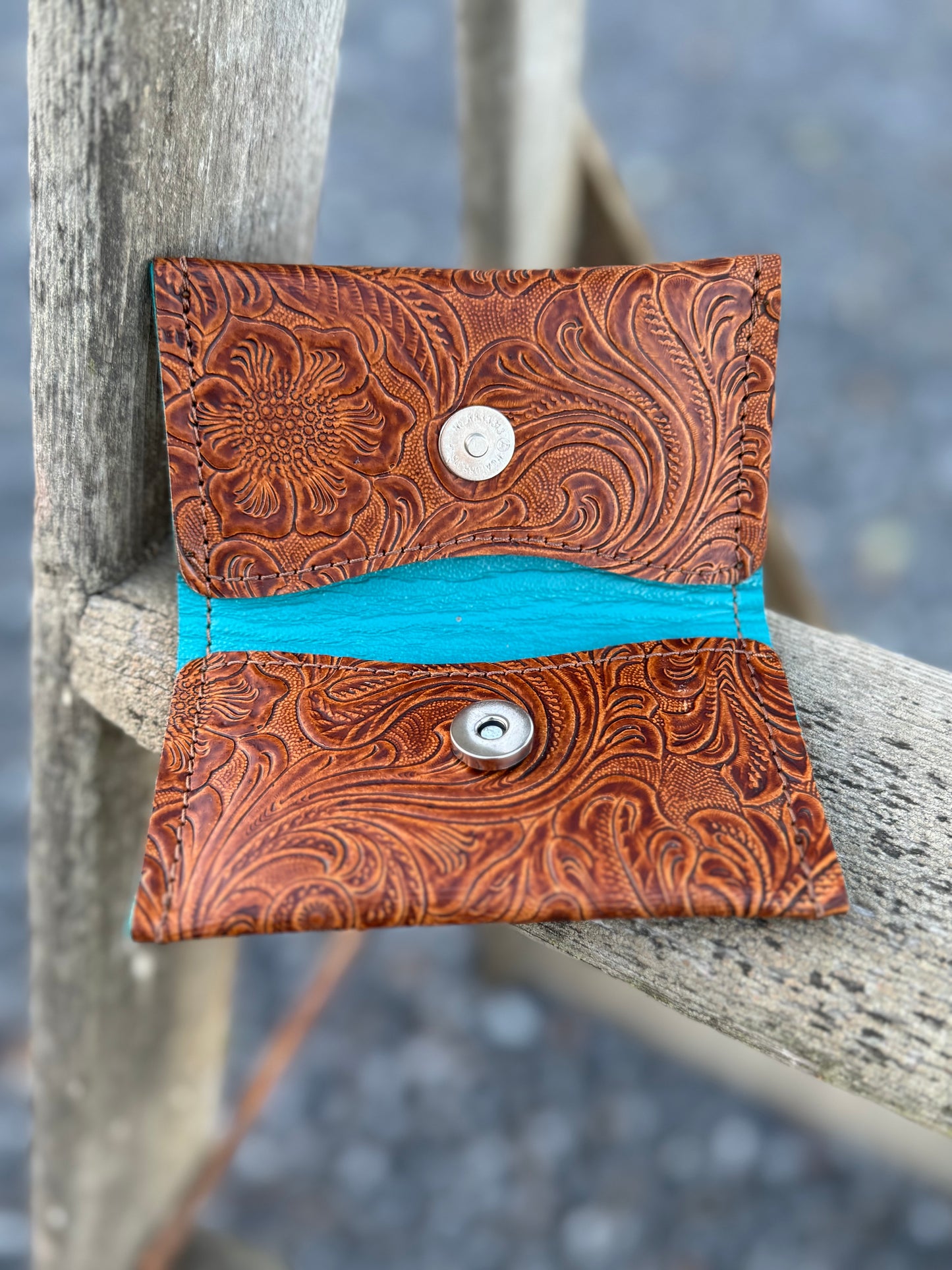 Business card holder with snap - Brown