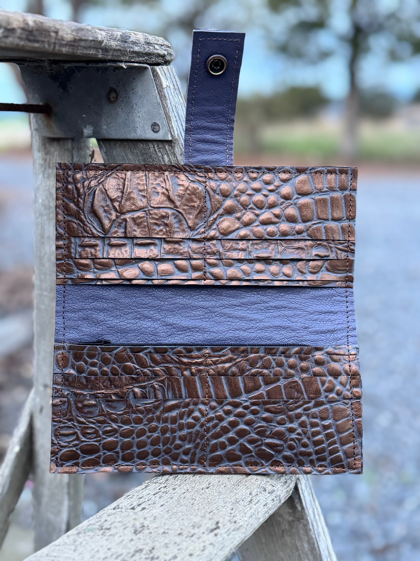 Women’s Bifold Wallet - Copper Embossed Gator