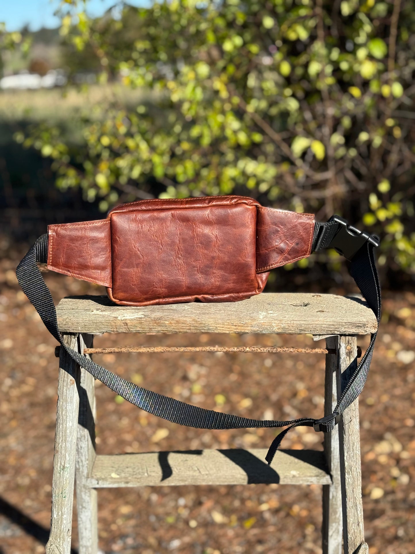 Crossbody Sling Bag - brown with turquoise lining