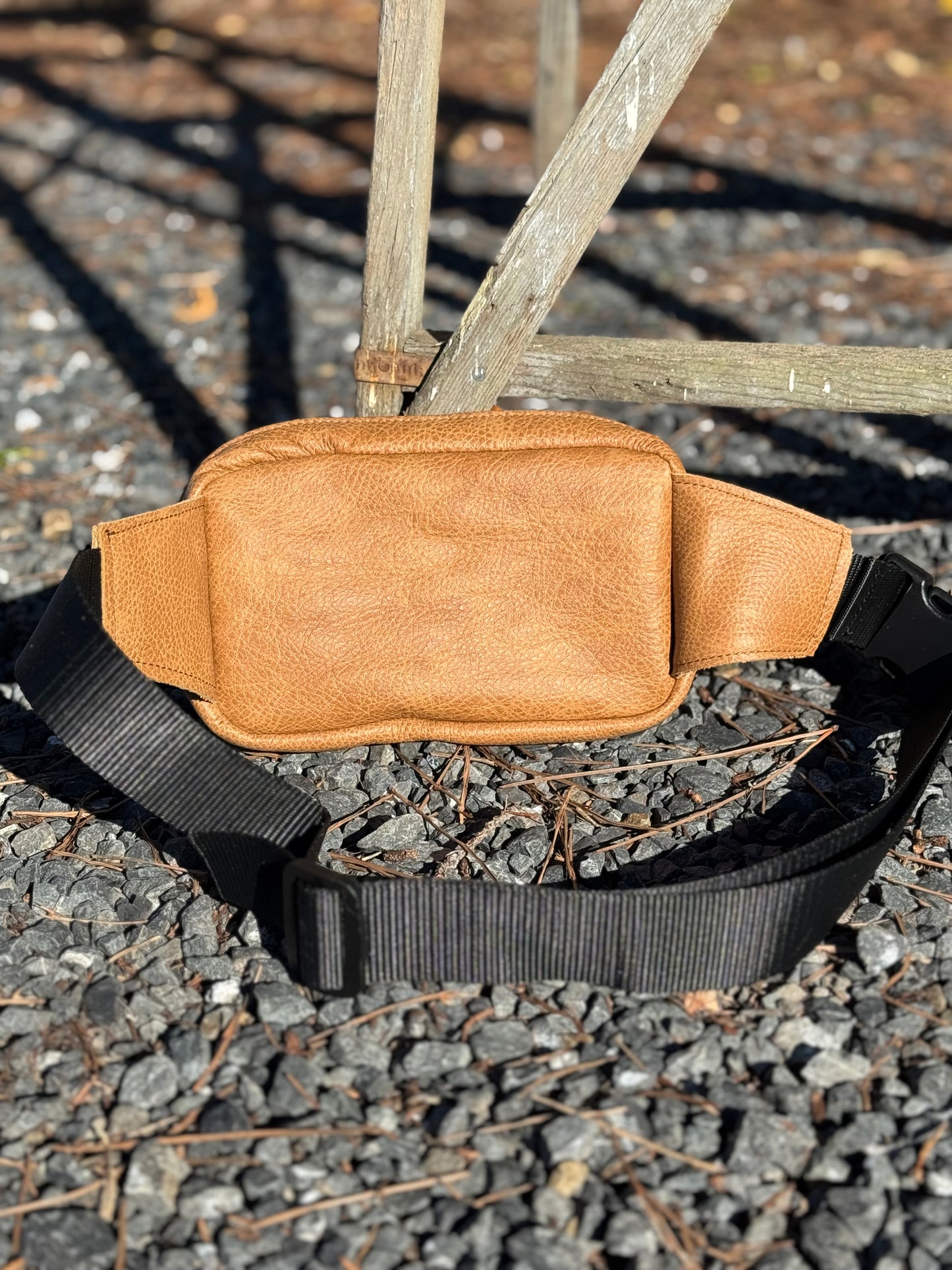 Crossbody Sling Bag - tan with turquoise lining