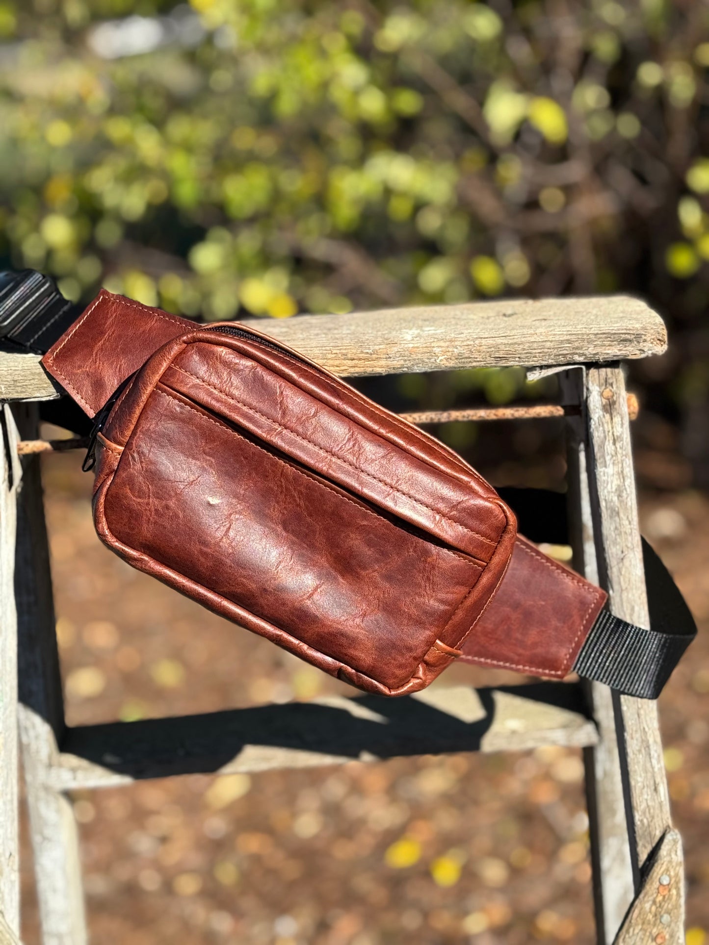 Crossbody Sling Bag - brown with turquoise lining