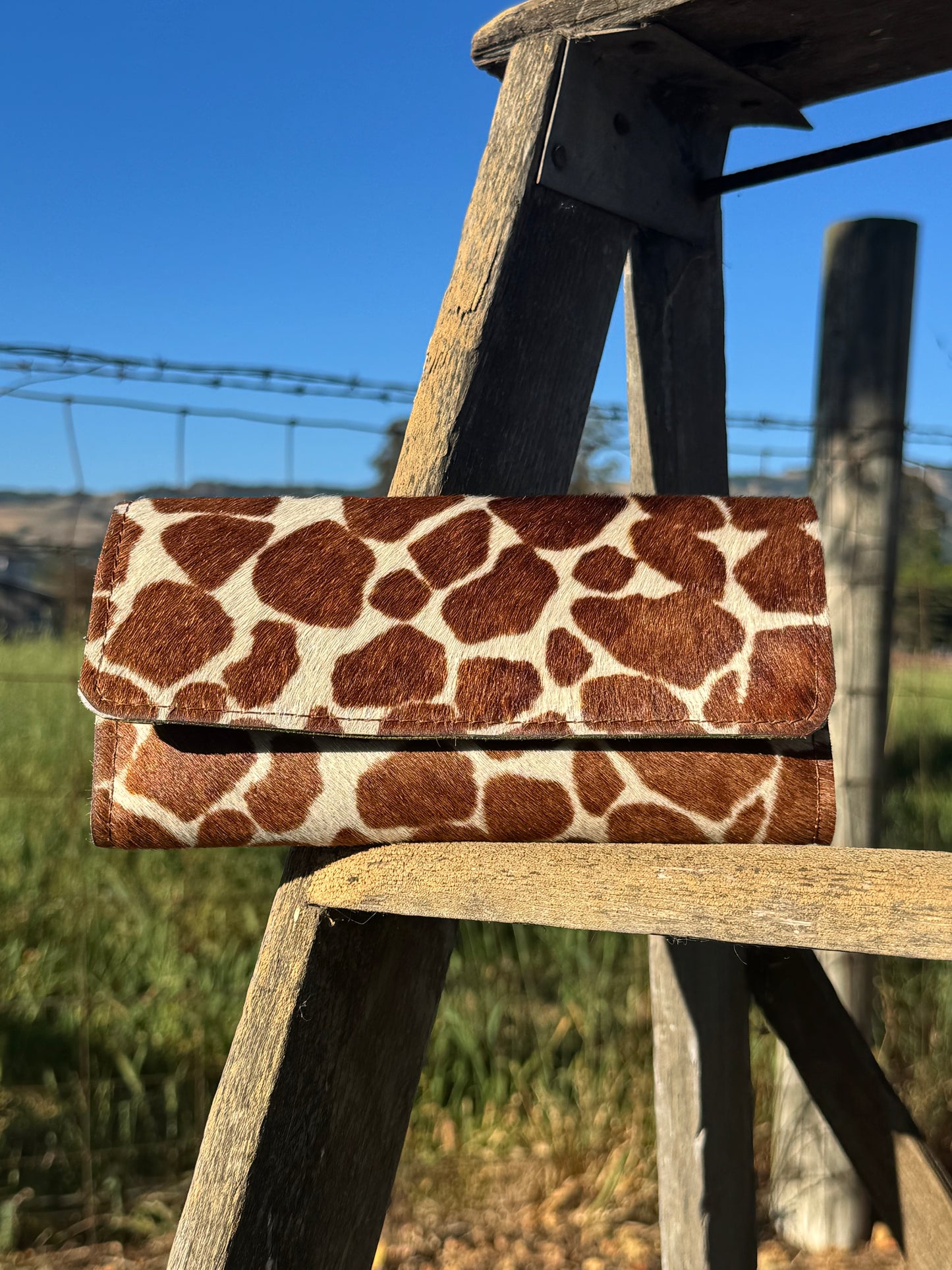 Trifold Women’s Wallet - Giraffe printed hair on