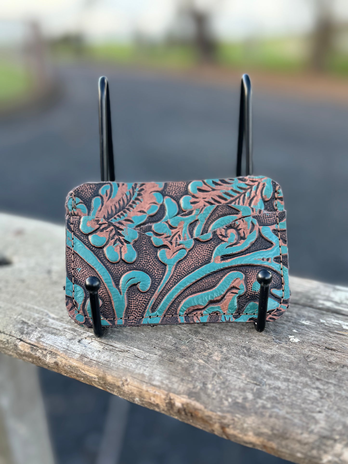 Minimalist Wallet - Floral Brown & Turquoise