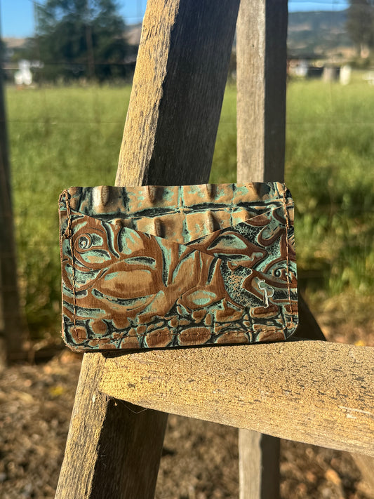 Minimalist Wallet - Floral & Embossed Gator
