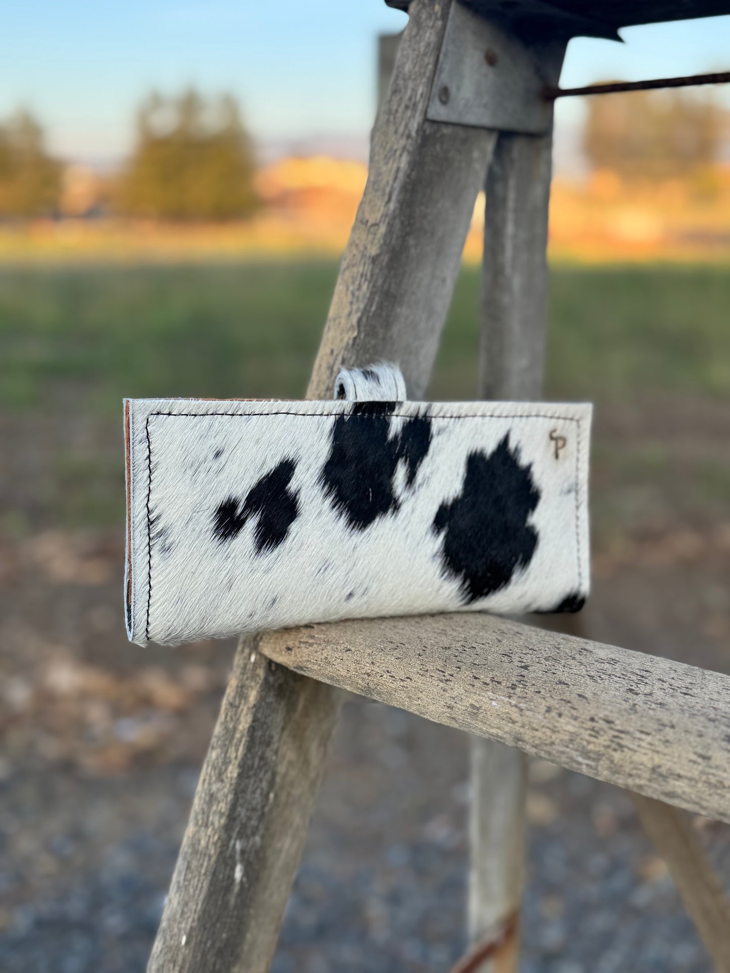 Women's Bifold Wallet - Black and White Cow Hair