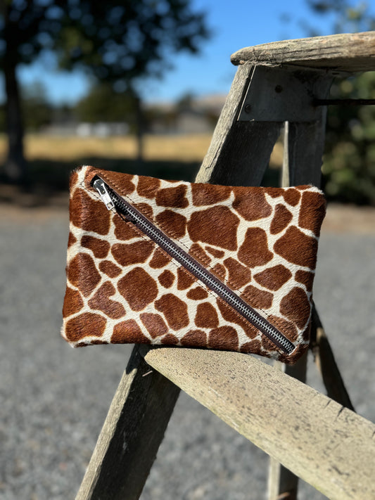 Toiletry Bag - Cow Hair Giraffe Print