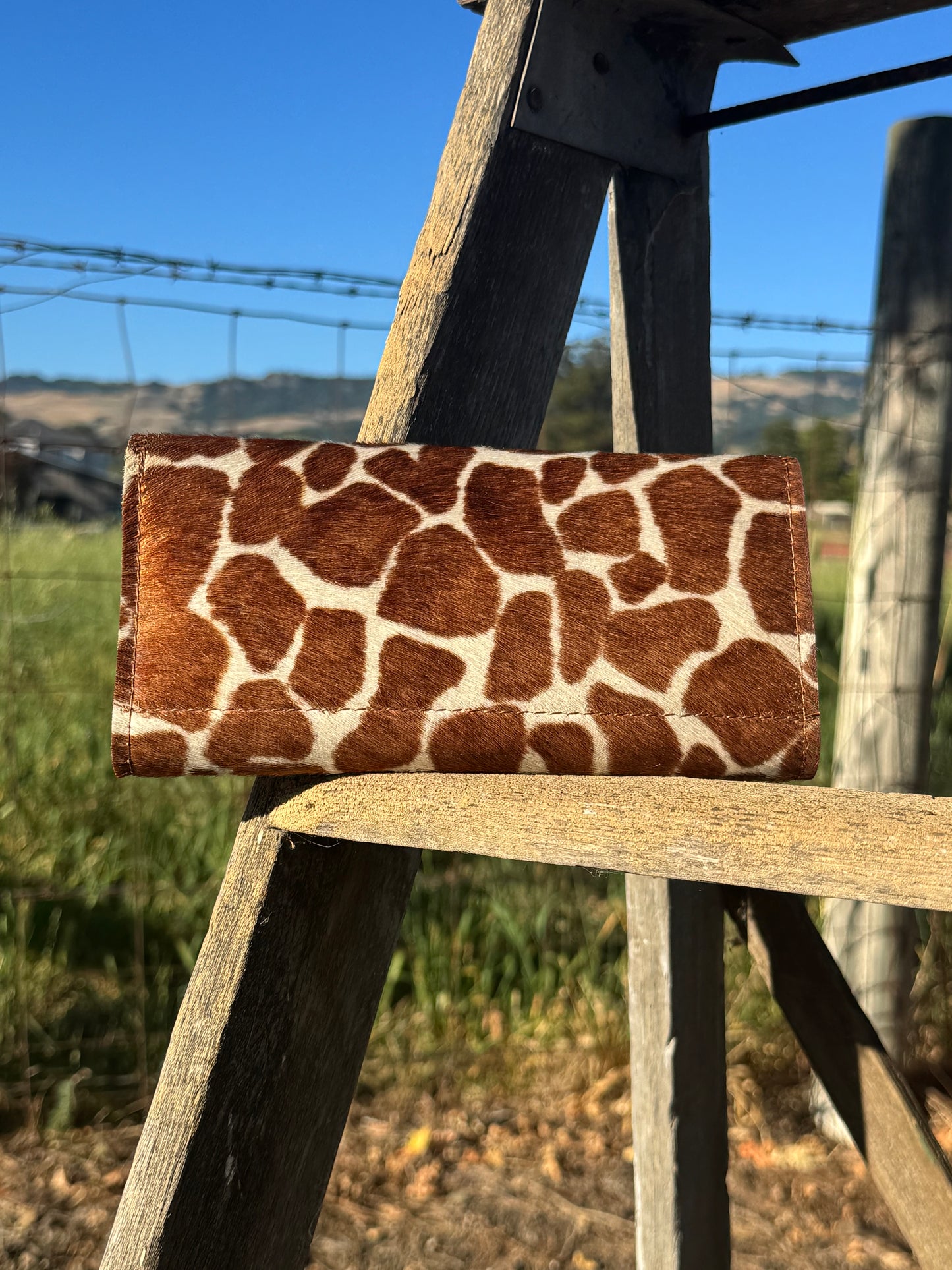 Trifold Women’s Wallet - Giraffe printed hair on