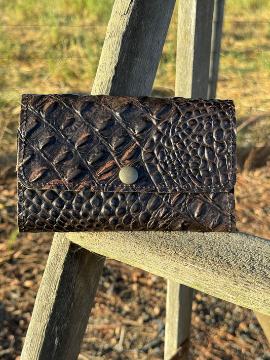 Trifold Wallet - Black Embossed Gator