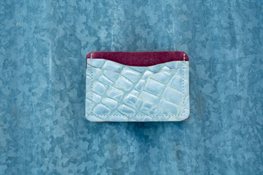 Minimalist Wallet - Pink with Embossed Gator