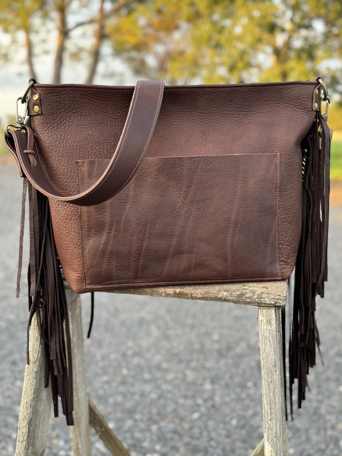 Penngrove Bag with fringe and zipper closure