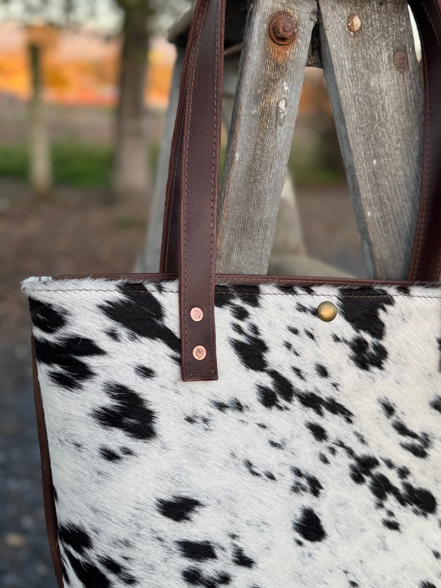 Bodega Bag - Black and white cow hair