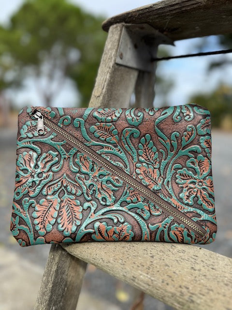 Toiletry Bag - Brown & Turquoise