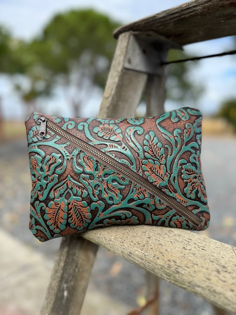 Toiletry Bag - Brown & Turquoise